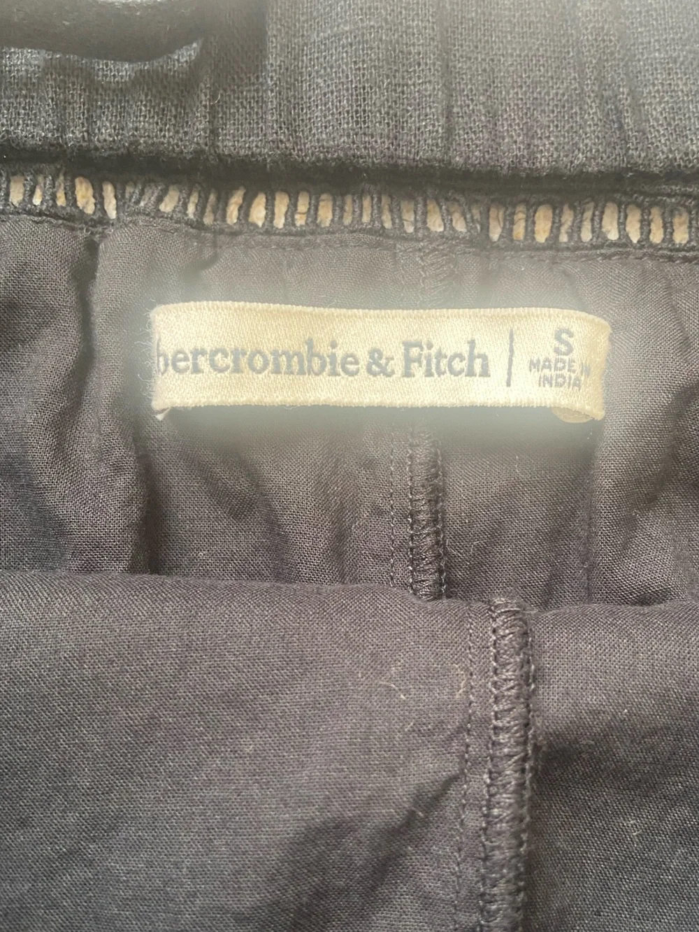 Abercrombie & Fitch Linen Cotton Trapeze Skort Day Mini Black Dress pockets - Picture 7 of 9